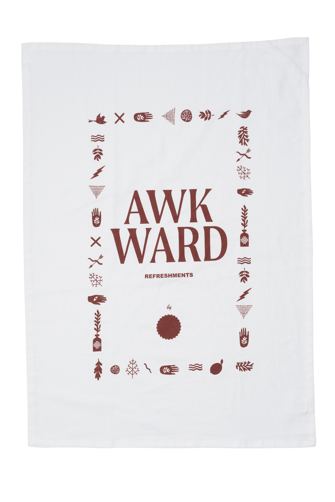 Awkward Tea Towel | Brown/red print